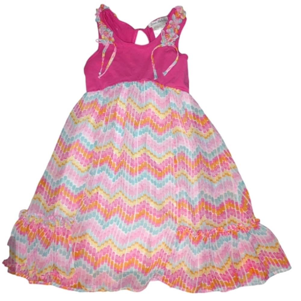 Jona Michelle Multicolor Chevron Stripe Girls Dress